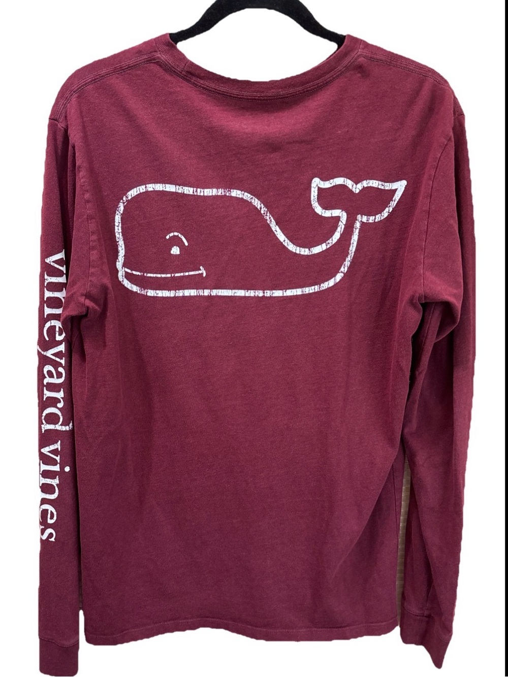 Vineyard Vines Men’s Long-Sleeve Whale Tee - Maroon and White